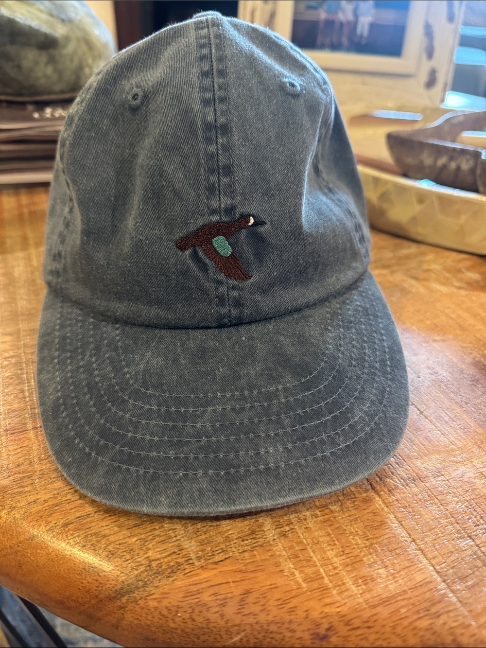Men’s Washed Navy Baseball Cap with Duck Embroidery